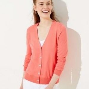 🌼 NWT Loft Classic Coral Signature Cardigan